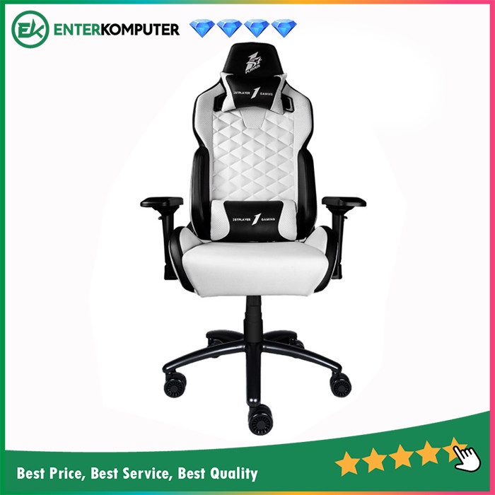 1STPLAYER GAMING CHAIR DK2 - BLACK WHITE - All Steel Skeleton - High Density Integrated Molded Foam