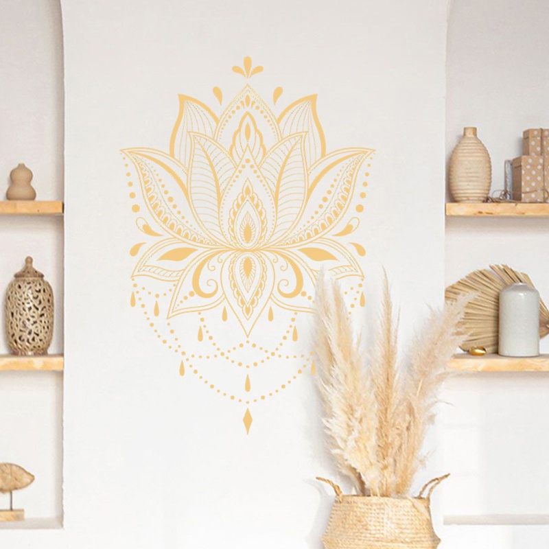 Mary Mandala Bunga Dinding Decals Vinyl Stiker Lotus Yoga PVC Wall Decals Meditasi Kamar Stiker Dekorasi Rumah Self-adhesiv