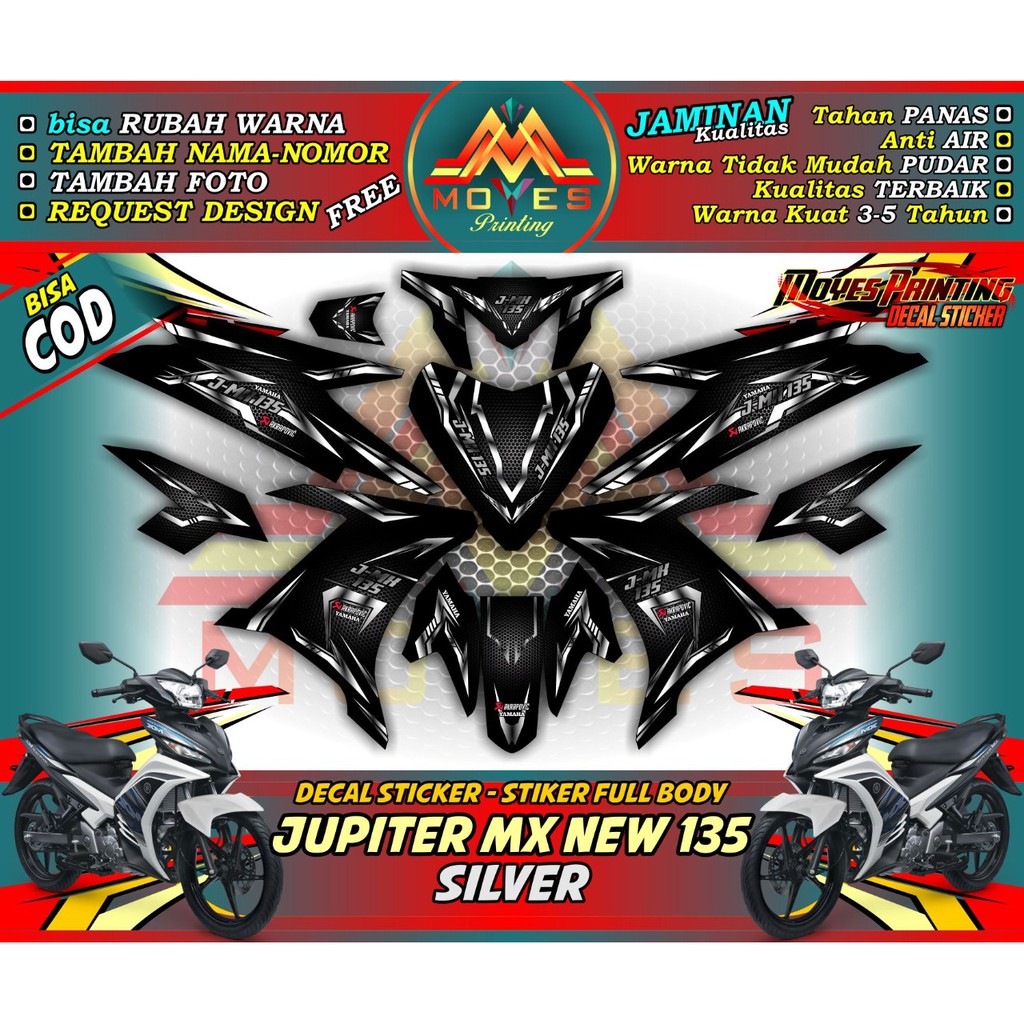 Stiker Decal Full Body Mx New 135 Stiker Variasi Jupiter Mx New 135 Matrix Line Putih