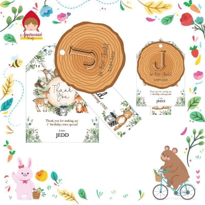 

Tag Hampers souvenir birthday ulang tahun tema woodland jungle animals