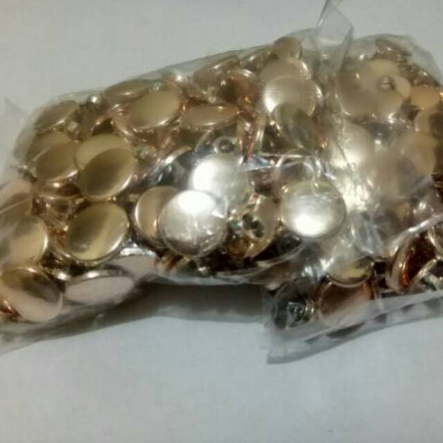 COD Isi 120 pcs Diameter 15 - 18 mm - Kancing Baju Jamur Emas Polos - Kancing Emas