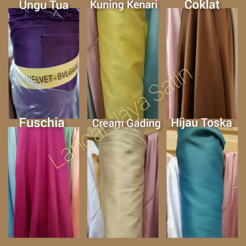 Kain Satin Velvet Roll. Bahan Satin Velvet Roll. Kain Satin Velvet Premium / 1 Roll