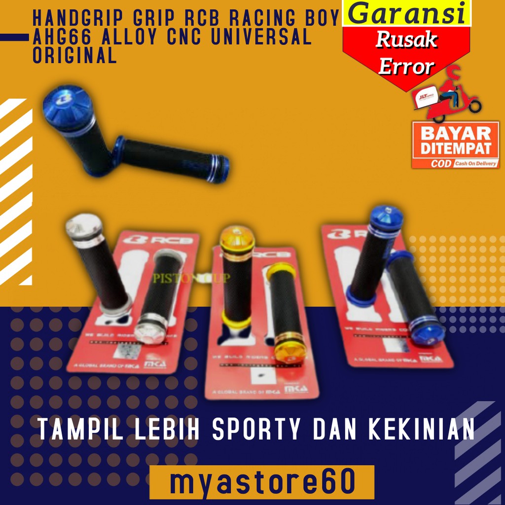 HANDGRIP HANDFLAT PEGANGAN HANDLE GRIP RCB RACING BOY AHG66 ALLOY CNC VARIASI MOTOR UNIVERSAL ORI