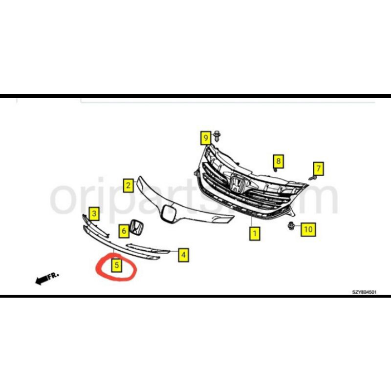 List Chrome Grill Depan Honda Freed 2012 2013 2014 2015