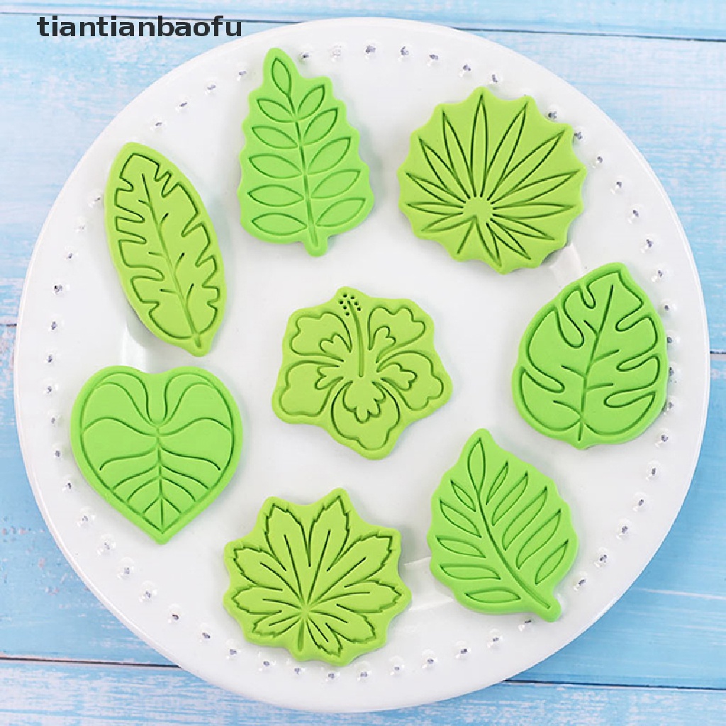 8pcs Cetakan Pemotong Kue / Biskuit / Fondant Bentuk Daun