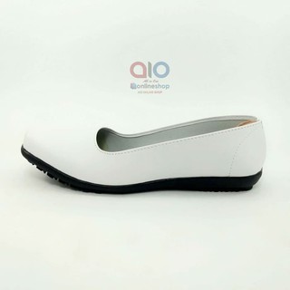 Aline Sepatu Pantofel Wanita Flat Putih Polos Formal Kerja Bidan