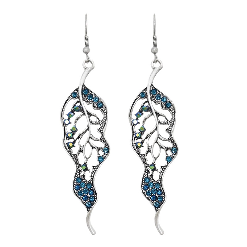 Anting Kait Gantung Desain Daunrumbai Hias Permata Warna Warni Gaya Bohemianetnik Untuk Wanita
