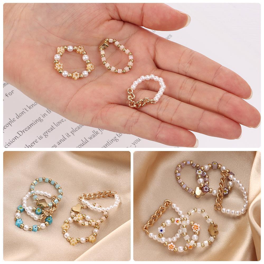 Solighter 3pcs Set Cincin Perhiasan Fashion Cincin Perhiasan Charm Warna Campur Untuk Wanita