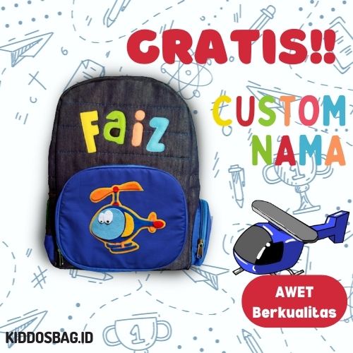 TAS KARAKTER ANAK SEKOLAH PAUD TK SD BOCIL PEREMPUAN LAKI-LAKI TAS CEWEK COWOK CUSTOM NAMA DAN WARNA