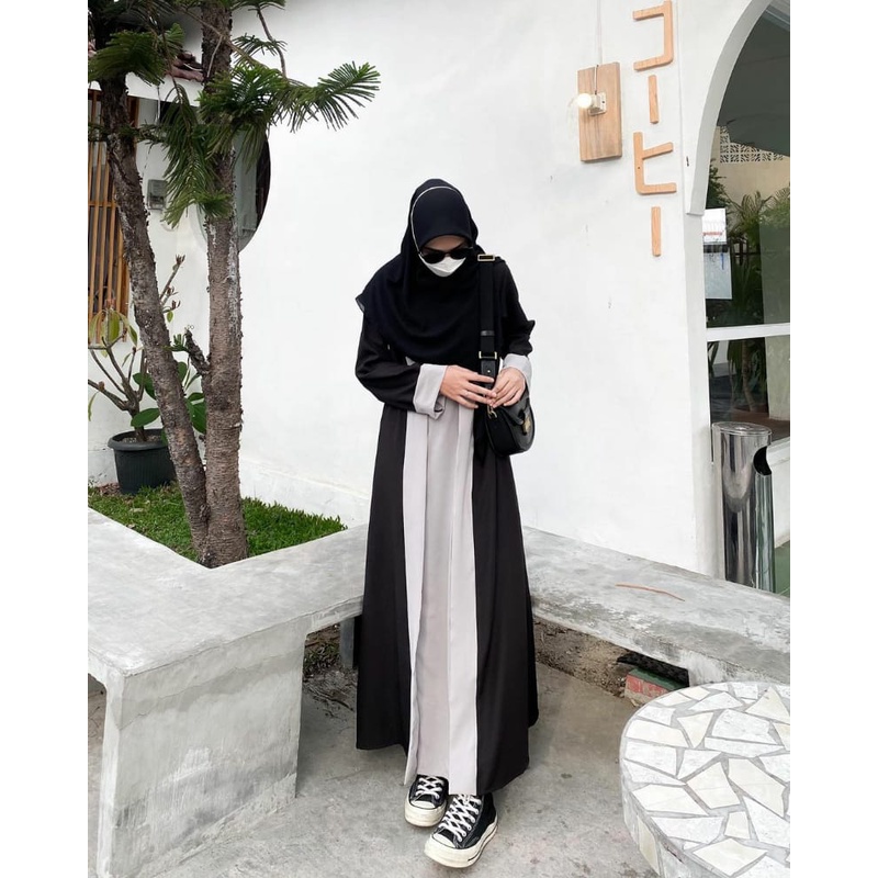 murah gamis turkey-jubah turkey- busana muslim - abaya remaja terbaru-abaya arab kekinian-abaya turki terbaru-motif PUTIH tangan karet (BR283)