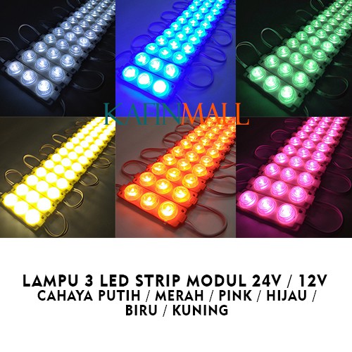 LAMPU LED MODUL 1PCS 3 MATA BESAR DC 12V / 24V VARIASI LAMPU MOBIL MOTOR MODULE