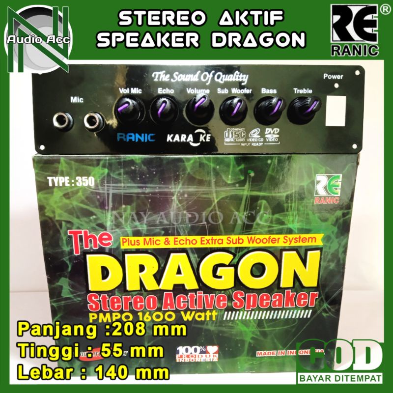 Kit Dragon Power Amplifier Speaker Aktif Stereo Karaoke Plus Echo