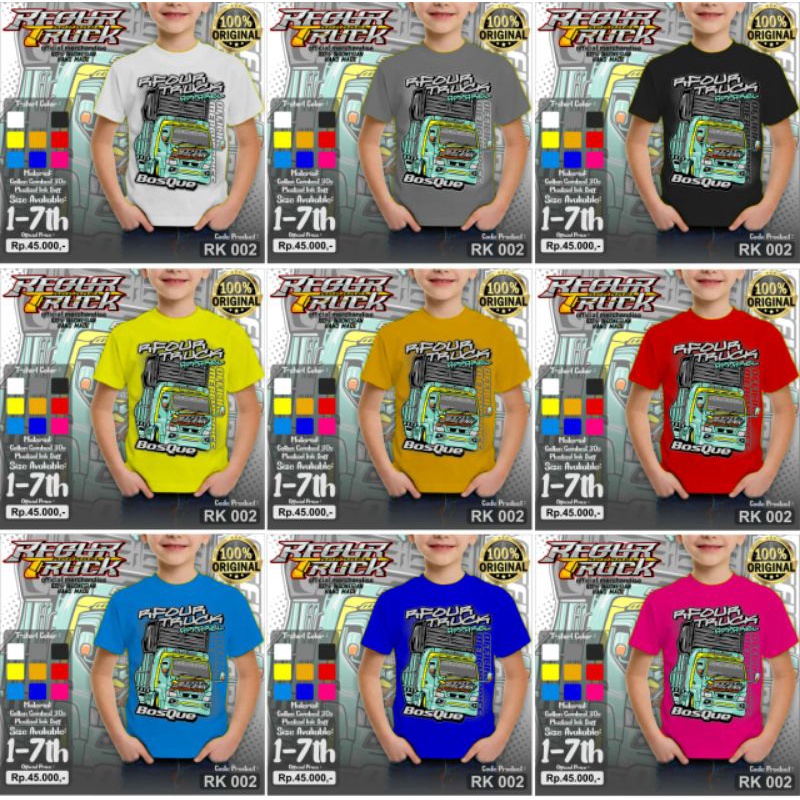 Kaos Anak Bosque Baju gambar mobil Truk T Shirt Kids 