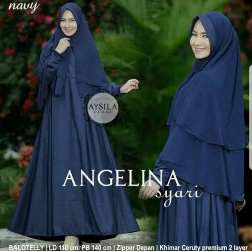 JUAL BAJU MURAH,JUAL DRESS MURAH  ANGELINA SYARI NAVY V01   JBMT