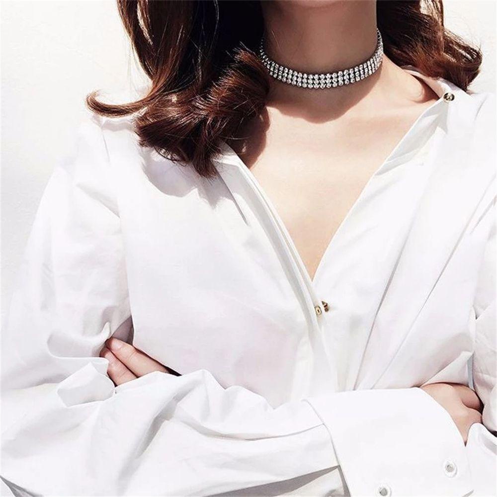 Preva Kalung Hadiah Hari Valentine Elemen Leher Diamante Choker Collar