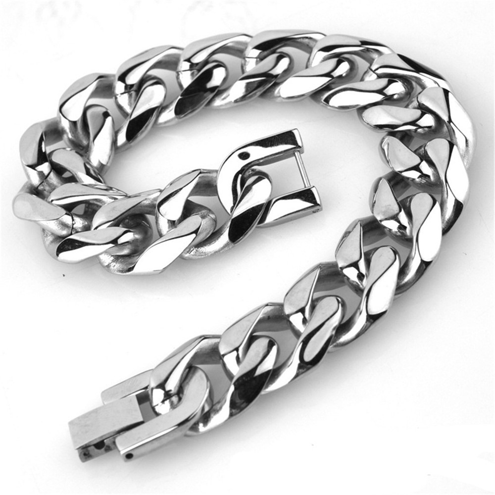 【COD Tangding】Fashion Jewelry Men and Women Titanium Steel Stainless Steel Six Side Grinding Jewelry Buckle Bracelet