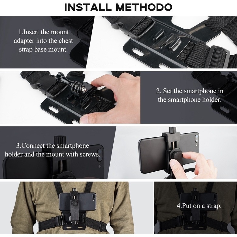 【COD】5PCS/Set Chest Strap Handphone Set Mount Belt Holder Clip HP/Body Chest Strap/Body Strap Holder/Kamera Body Belt Holder Clamp Smartphone Universal