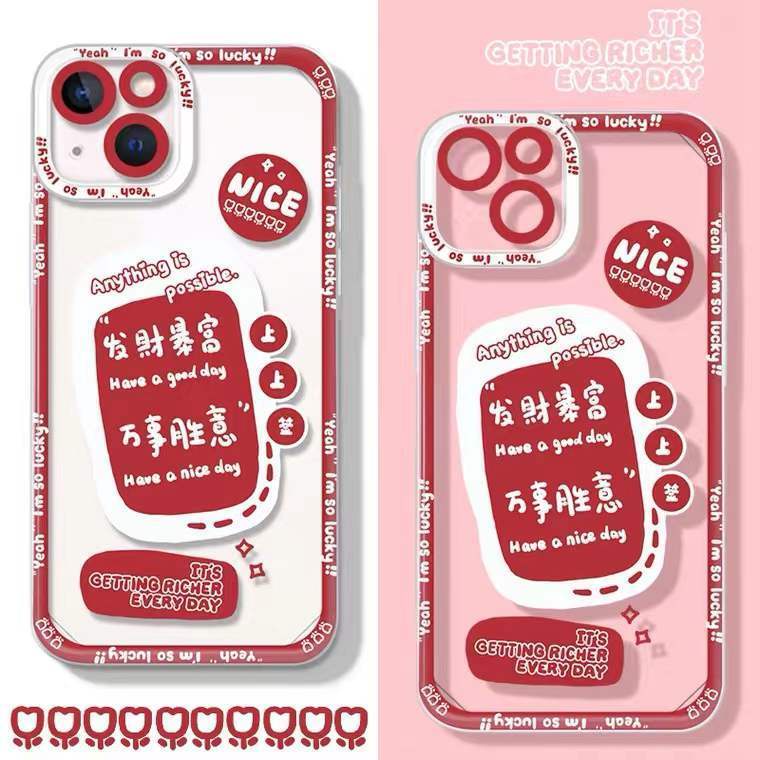 Soft Case Transparan Warna Merah Untuk Iphone 14 13 Pro Max 12 11 XS XR X 8 7 6 6s Plus