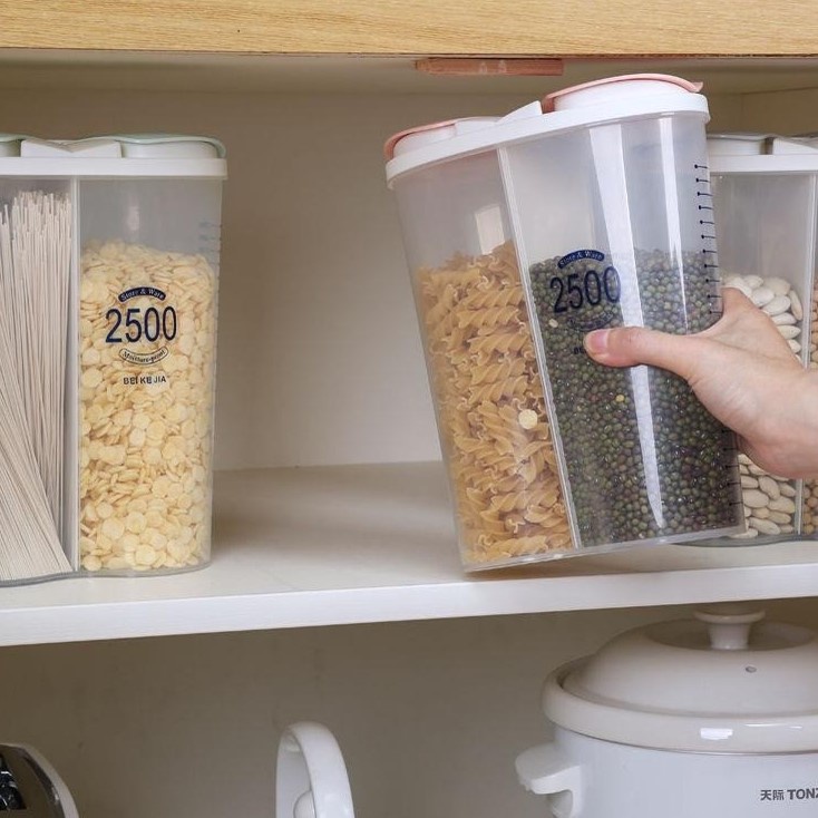 Retaily - HL0225 Food Storage Toples Makanan Wadah Tempat Penyimpanan Cereal Makanan Kering 2500ML 4 SLOT
