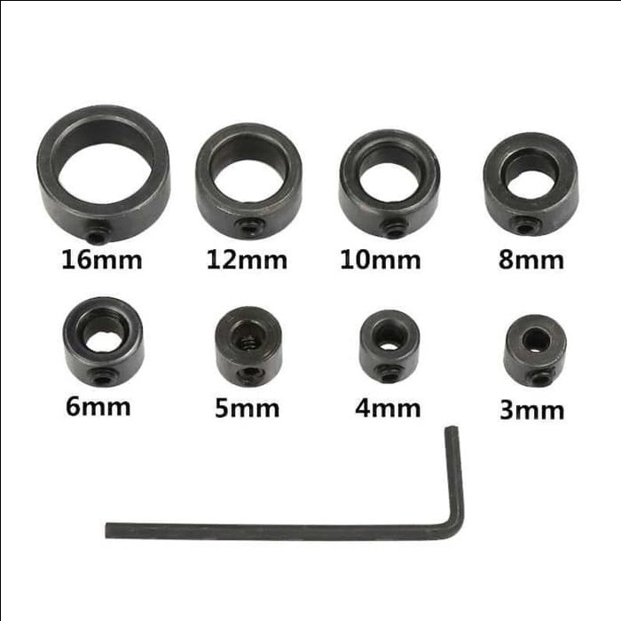 Drill Stop Stopper mata bor collar ring 7 pcs Positioner Depth 3-12mm