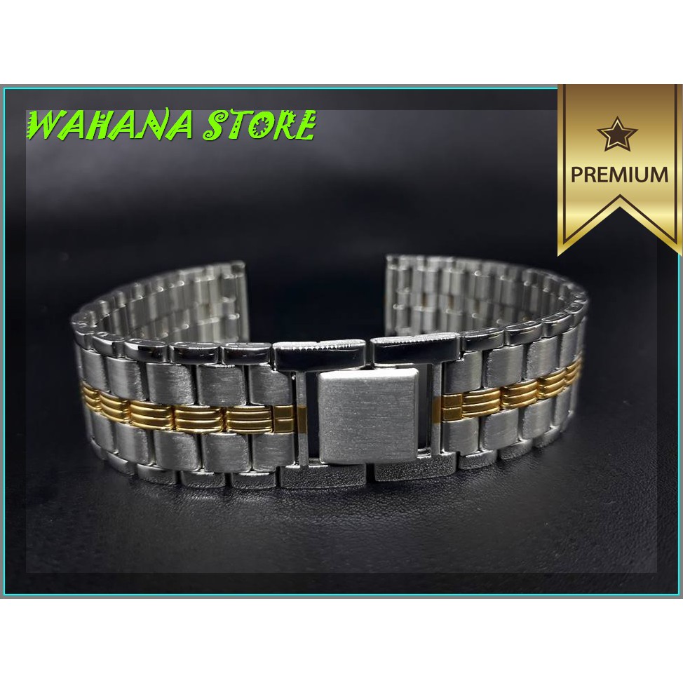 Tali Jam Tangan Rantai 18mm Silver kombi Gold