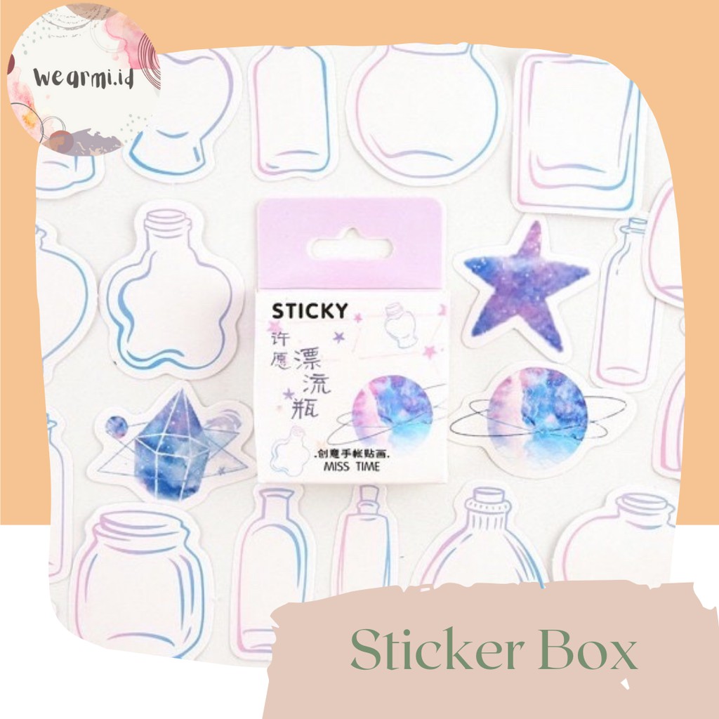 

45 Pcs Deco Sticker Box Sticky Bottle Planner DIY Scrapbook Stiker Dekor Kotak Colorfull Aesthetic