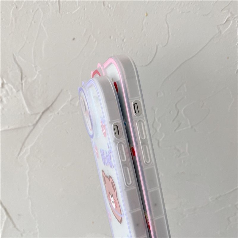 Soft Case Pelindung Lensa Transparan Motif Beruang Tahan Banting Untuk iPhone 13 12 11 Pro Max X Xr Xs Max SE 2020 8 7 6 6s Plus