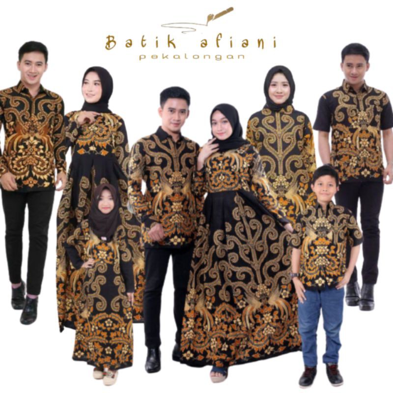 Batik Couple Keluarga Sania Ruffle Ori Ndoro Jowi Dnt Motif Pari Ngadek Emas