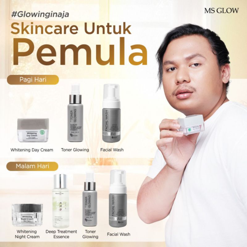 |COD, FREE GIFT + POUCH| MS GLOW SERIES SATU PAKET LENGKAP  (acne/luminous/ultimate/whitening)