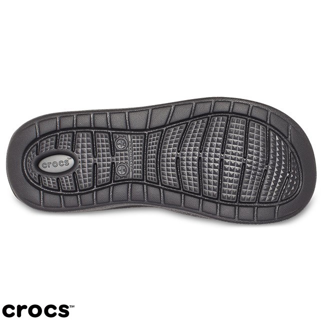 Crocs Literide Jepit / Sandal Unisex / Sandal Pria / Sandal Wanita - Grey Black 205182-0DD