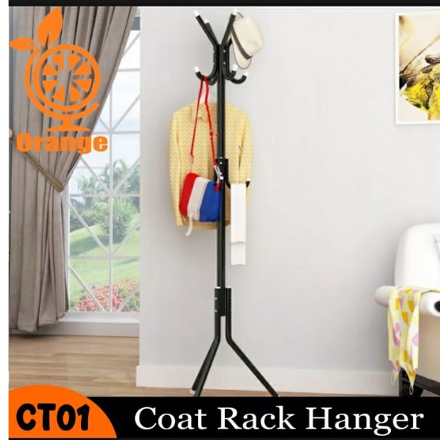 Barnik88 Stand Hanger Gantungan Baju Uk 175cm x 40cm Gantungan Tas dan Topi Coat Rack Bahan Pipa Baja Kuat &amp; Praktis CT-01