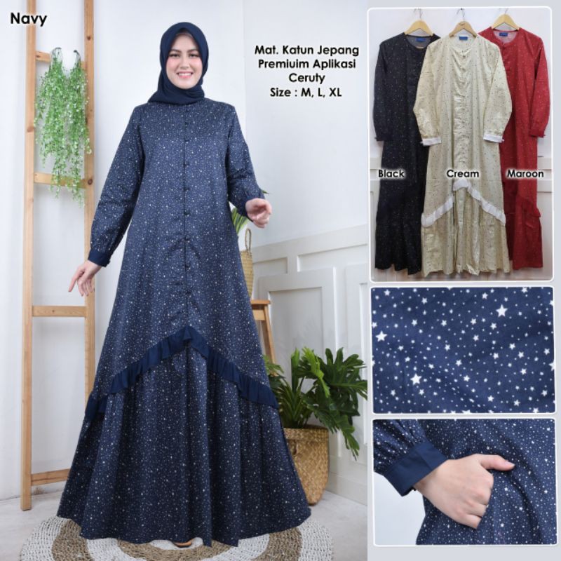 Gamis Katun Japan ORI Motif MURAH Lia & Liza Collection