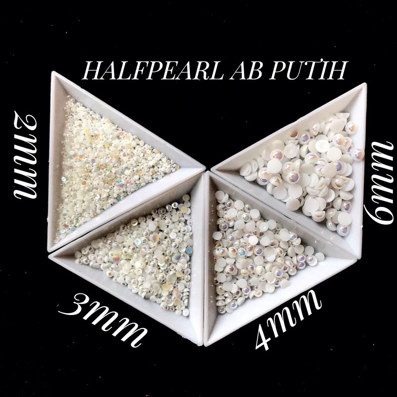 HALFPEARL AB PUTIH 2mm 3mm 4mm 6mm BAHAN TASBIH DIGITAL BLING BLING NAILART