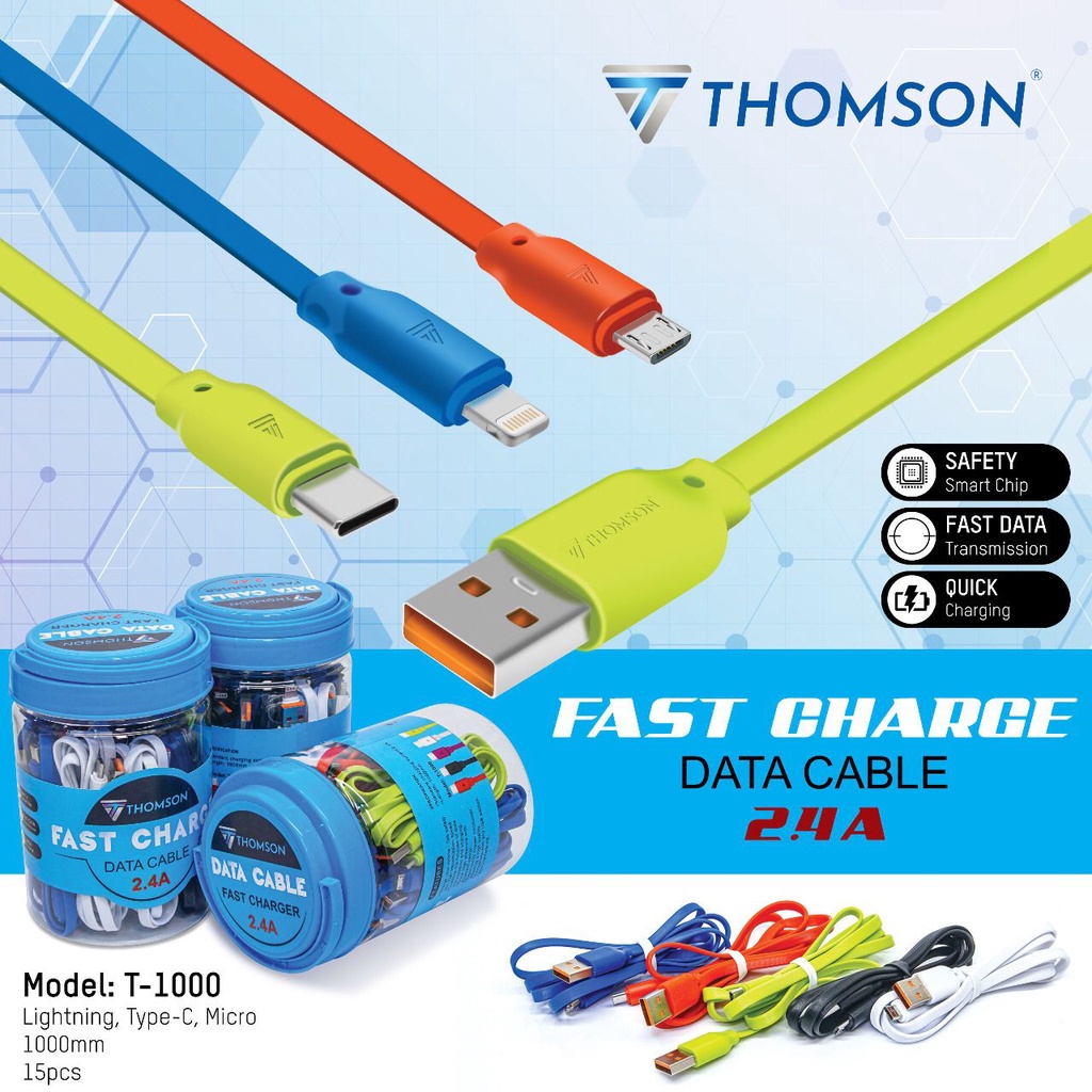 KABEL DATA THOMSON T-1000 2.4A SUPPORT FAST CHARGING (1pcs)