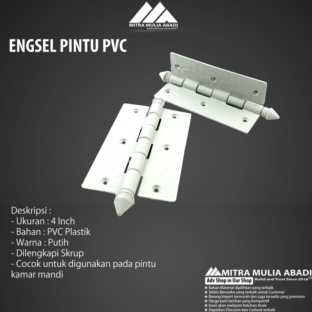 Engsel PVC Pintu Kamar Mandi WC Toilet Tebal 4&quot;