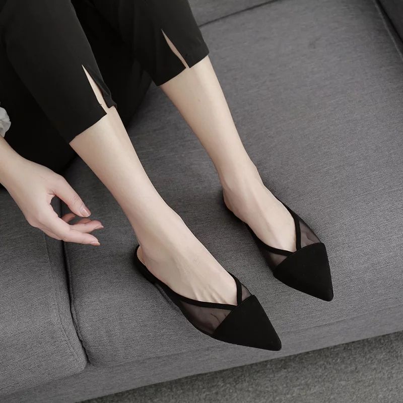 Bryan Axora Mules Style Heels 3cm Suede Beludru Hak Tahu Jala Nyaman Transparant Basic Bustong