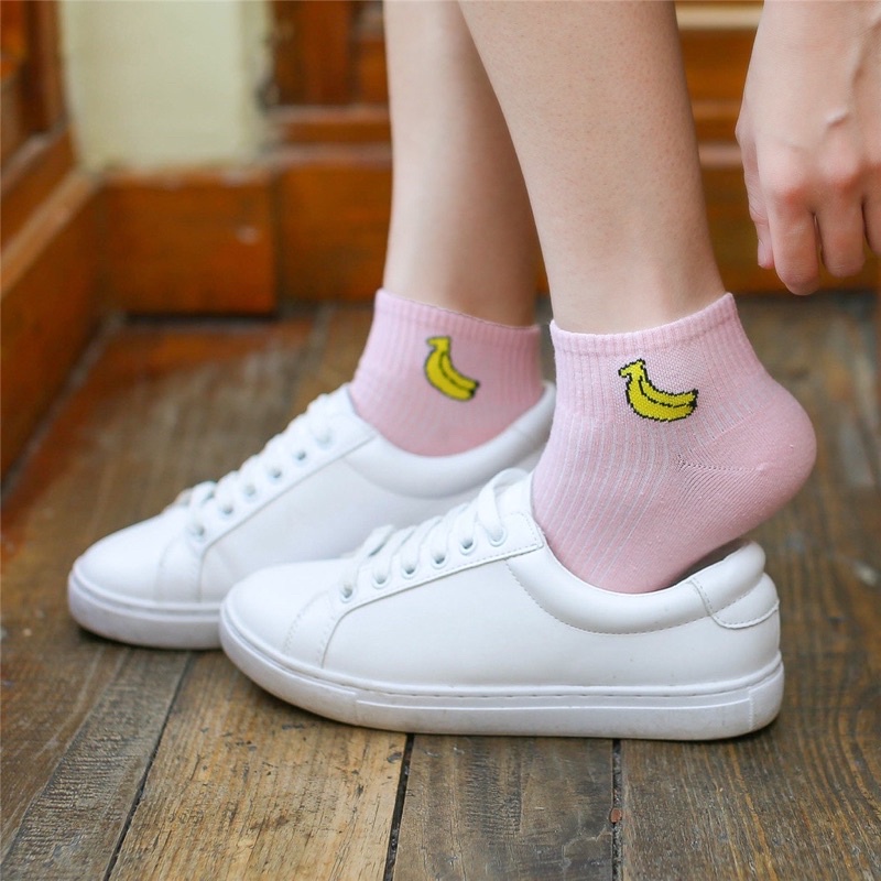 Kaos Kaki Motif Buah Cute Kaoskaki Pendek Socks Fruit Fashion Wanita Korea Import