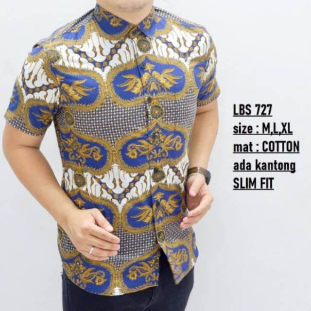 LBS 727 BATIK PRIA SLIMFIT LENGAN PENDEK LUIGI BATANI