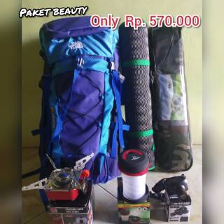 Paket alat gunung hiking carrier tas tenda kompor  murah