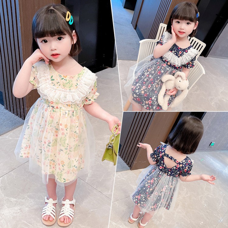 DR84-Dress Anak Perempuan Motif Bunga Lace Brukat