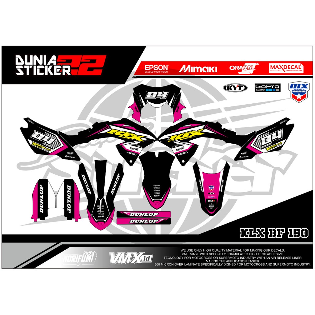 DECAL STIKER KLX BF - DTRACKER - GORDON PREMIUM -CUSTOM DESAIN MURAH MOTIF PINK - DUNIASTICKER22