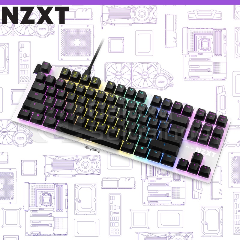 NZXT Function White TKL Mechanical Gaming Keyboard - Gateron Red Switch