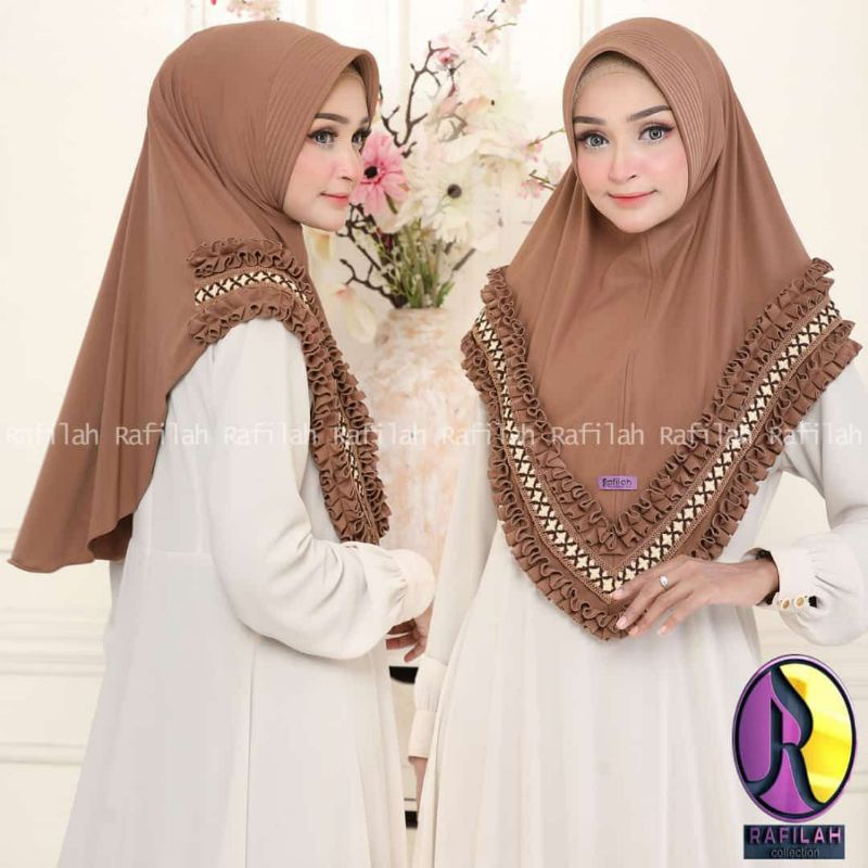 (ORY RAFILLAH)  Hijab Renda instan  Hijab Instan Kriwil  Jersey Premium  Prada super