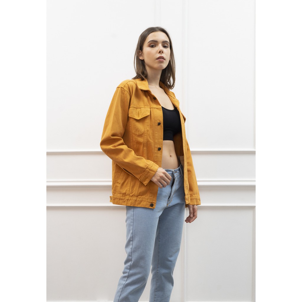 Jaket Jeans Pria Polos Tebal Dilan Jaket Denim Mustard