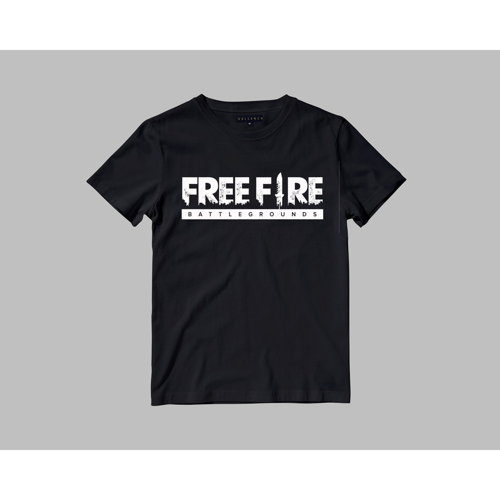 Kaos Vallenca Unisex Free Fire Battlegrounds Hitam Simple