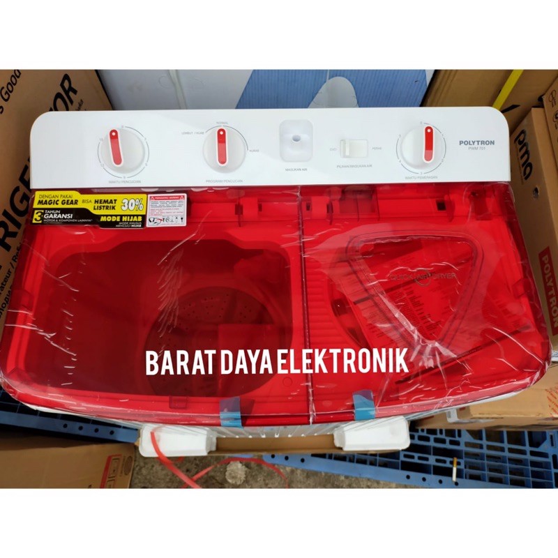 Polytron Mesin Cuci 2 Tabung Hijab Series PWM 701 Low Watt