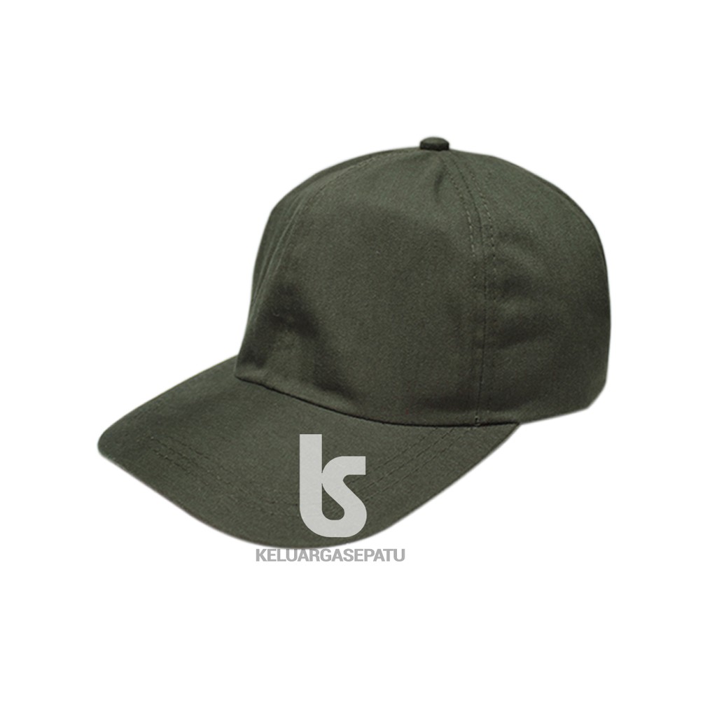 Unisex Topi Baseball Dengan Tali Strap Ukuran Panjang Dan Gambar Tulisan Bergaya Korea warna army