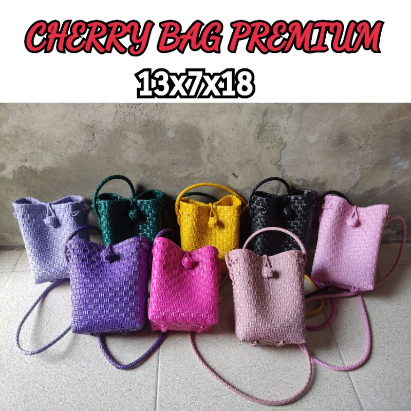 Tas Selempang Wanita/ Tas Anyaman Plastik Murah/ Tas Selempang Wanita Premium Cherry Bag