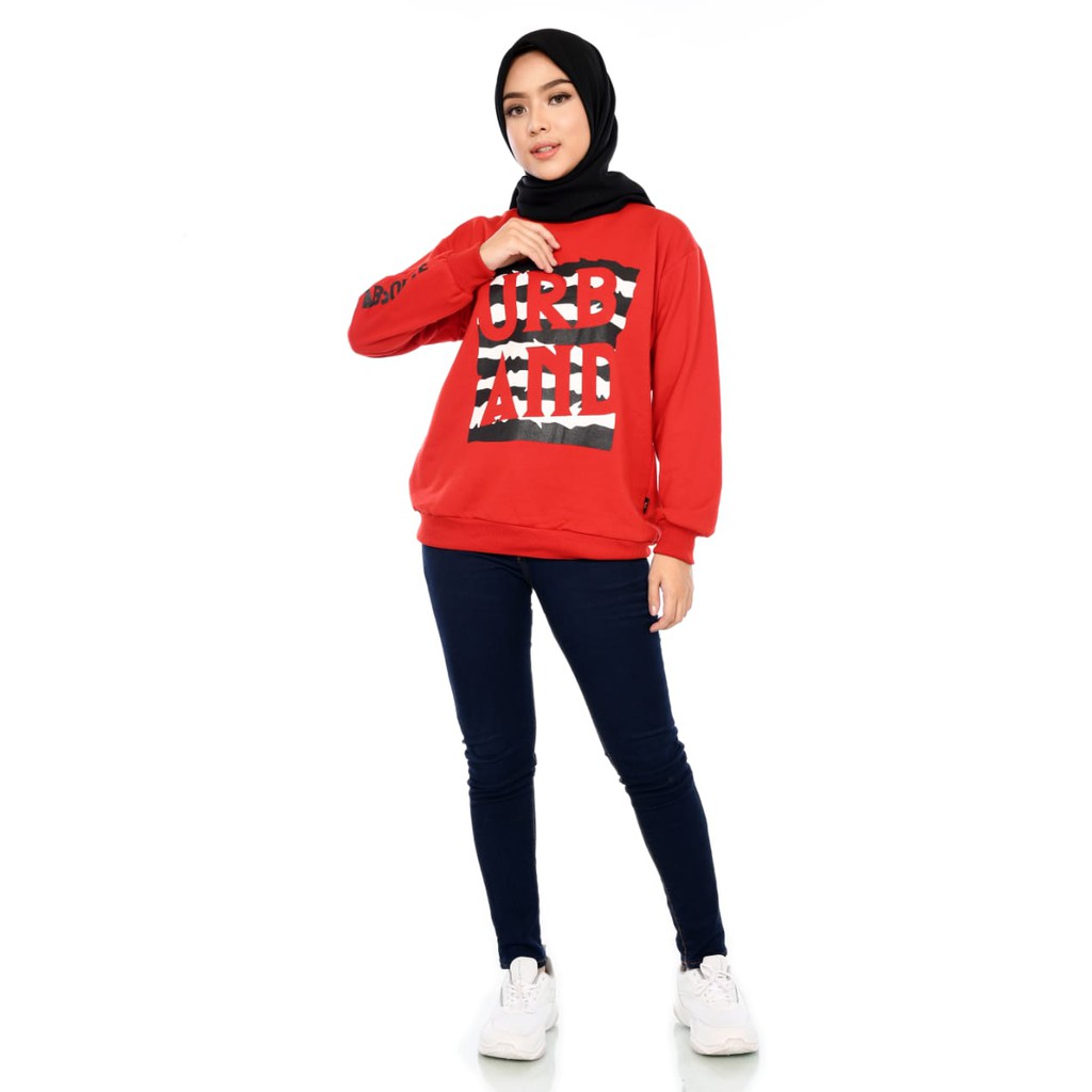 X Urband Sweater Oblong Wanita Kirei Crewneck A143