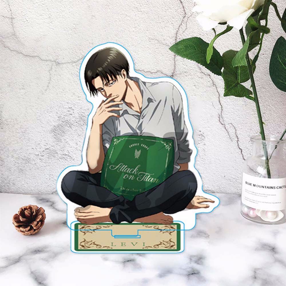 LANFY DIY Attack on Titan kid Gift Desktop Standing Card Desktop Decoration Model Toy Acrylic Stand Japanese Anime Levi Ackerman Figure Decoration Shingeki no Kyojin Figure Model Plate